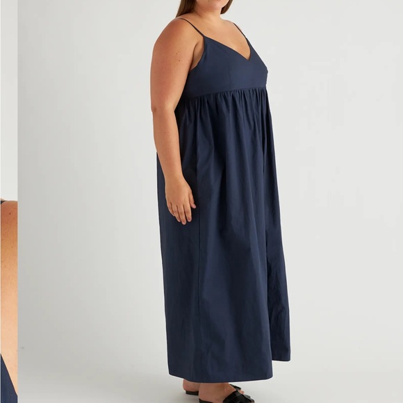 Quince 100% Organic Cotton Sleeveless Maxi Dress Blue M - NWT - Picture 2 of 4